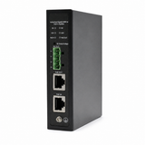UltraPoE PoE-S931-90W gigabit PoE++ splitter three-quarter hero view showing DC output and PoE ports on pure white