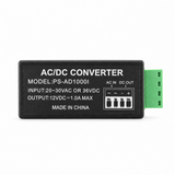 UltraPoE PS-AD1000I label showing 20 to 30VAC or 36VDC input and 12VDC 1A output