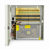 UltraPoE PS-DC20A18E 18-channel 12V DC 20A CCTV power supply box open interior