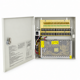 UltraPoE PS-DC20A18E 18-output PTC fuse board and 20A power module interior