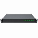 UltraPoE PS-DC25A16R front panel with 16 green channel status LEDs