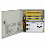 UltraPoE PS-DC30A18E 18-channel CCTV power box, full-open enclosure view