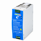 UltraPoE PS-DC4850DR 48V DIN-rail power supply with green terminals on pure white background