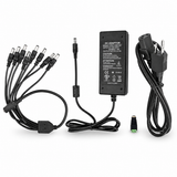 UltraPoE PS-DC5A08S UL Listed 12V 5A power adapter kit with eight-way CCTV splitter