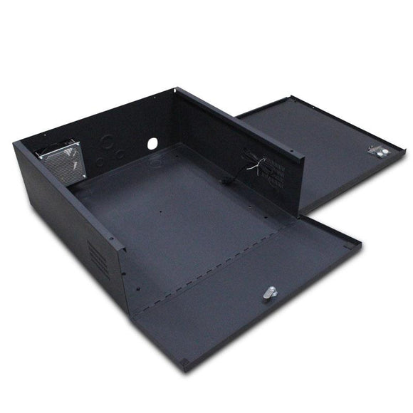 Wall or Floor Mount Enclosure Heavy Duty 16 Gauge Steel NVR & DVR Security Lockbox with AC Fan 15 x 15 x 5 Inches