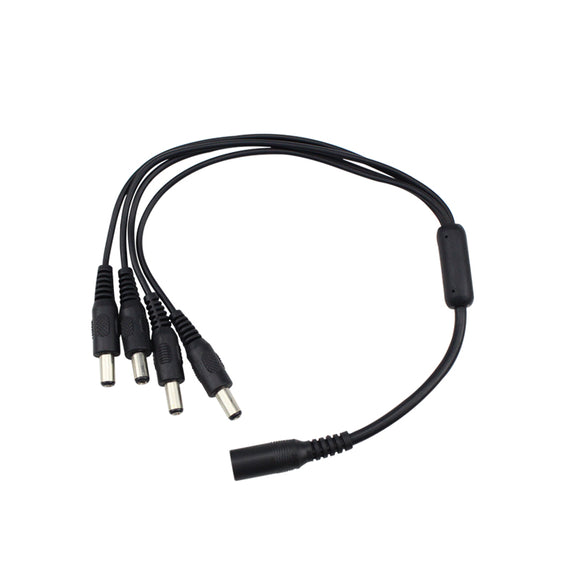 Power Splitter Cable 1 Female to 4 Male Power Supply Wire Cord Adapter for CCTV Security Cameras and LED Strip Lights